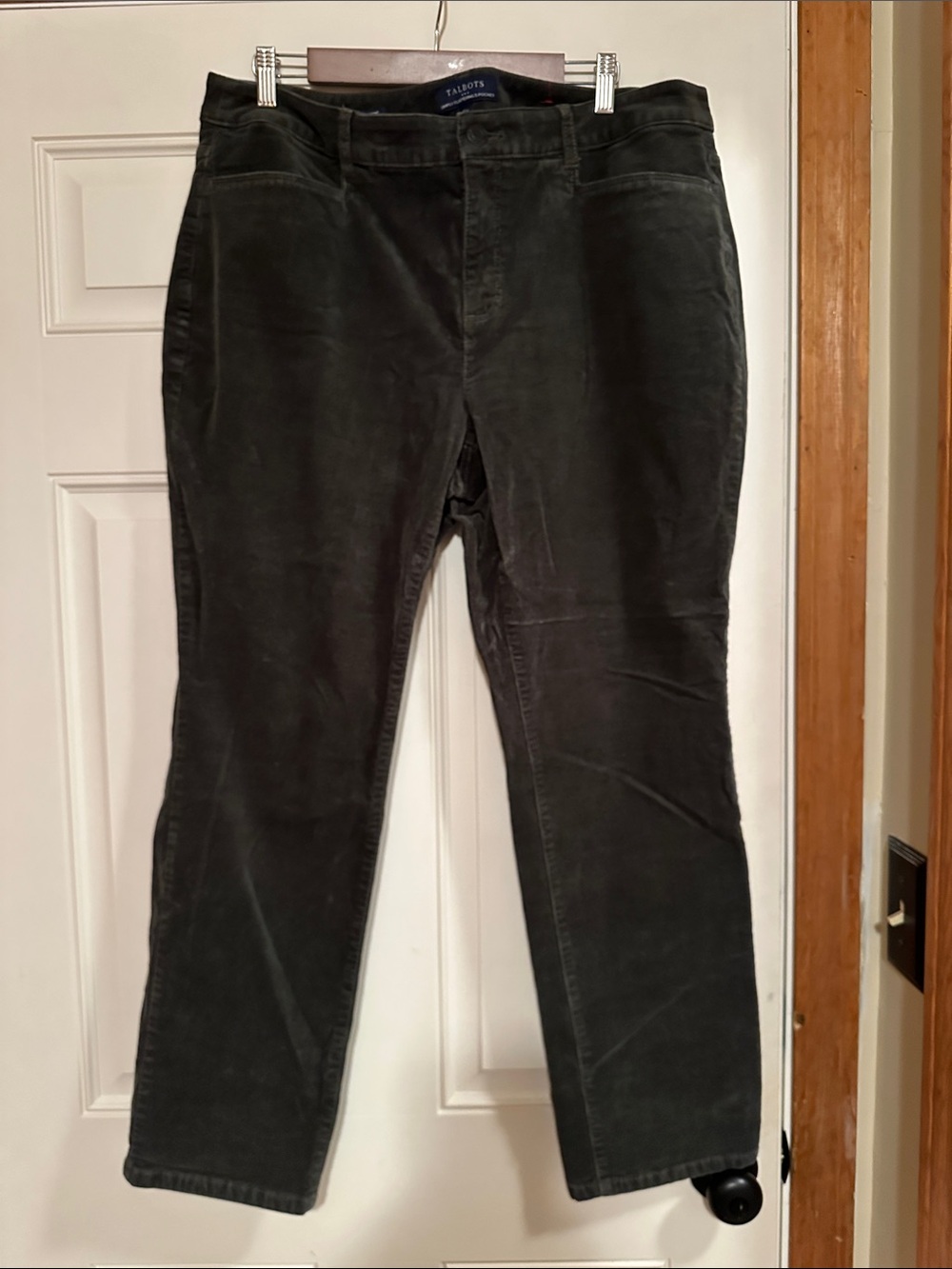 Talbots Womens Dark Green Corduroy Pants - Classic Straight Fit